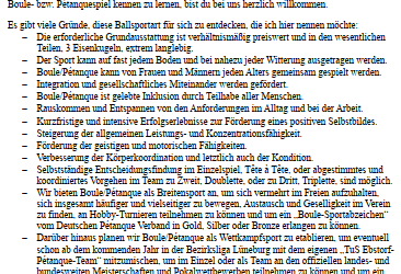 Neuigkeiten aus der Boule-Abteilung