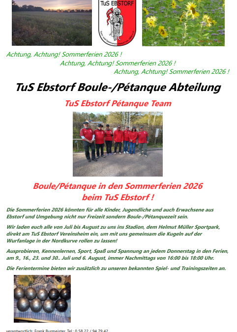 Neuigkeiten vom Boule-Petanque
